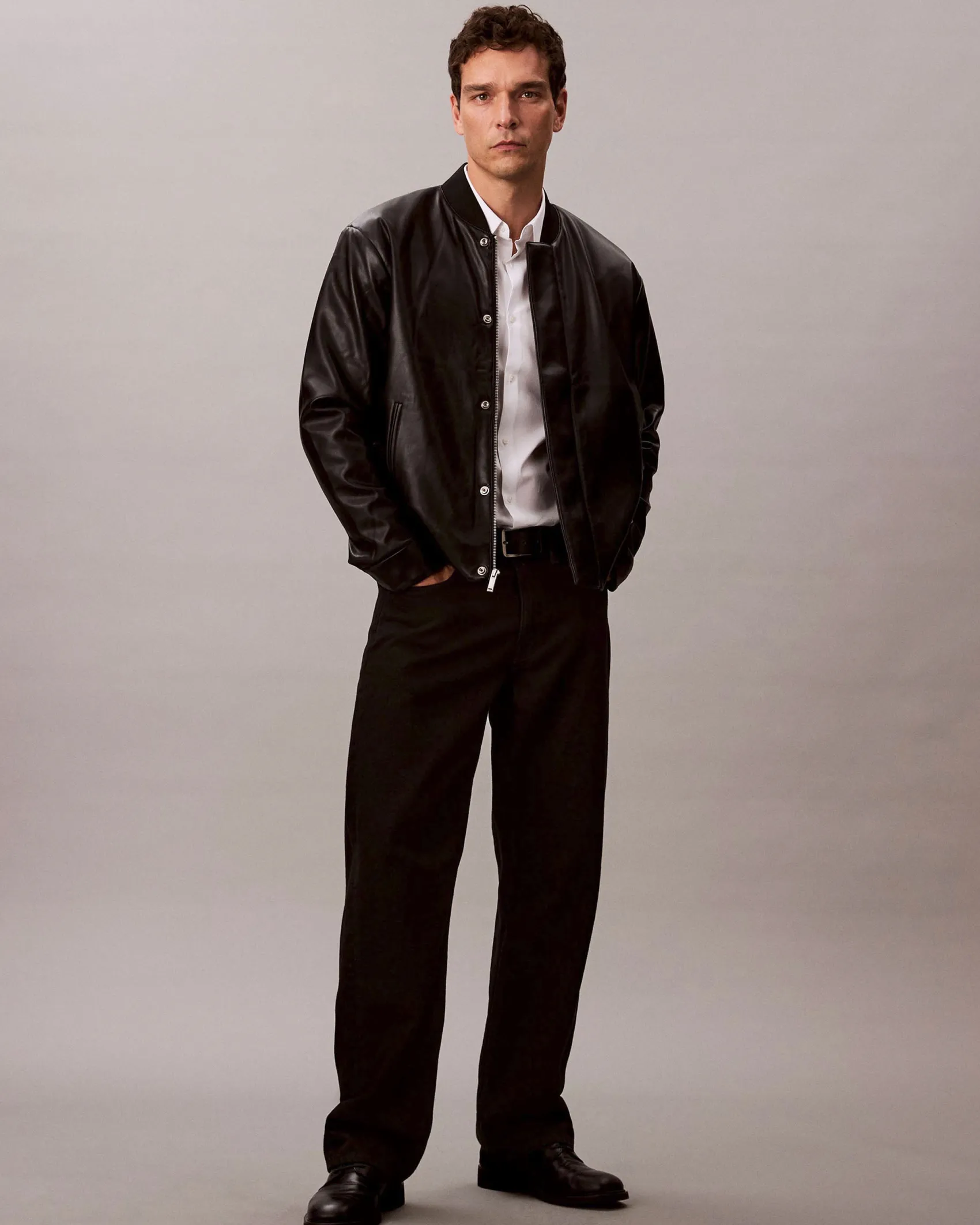 Bomber Calvin Klein Jeans nero in similpelle