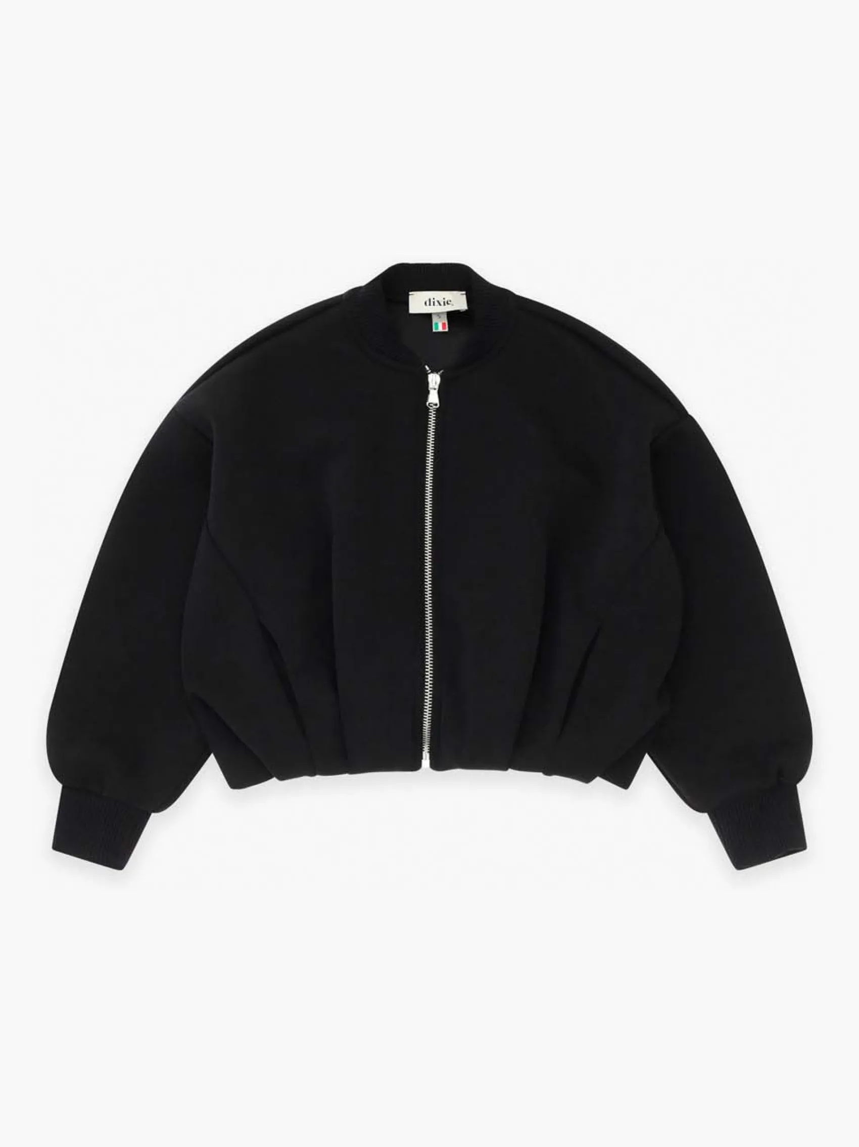 Bomber oversize Dixie nero in scuba a maniche lunghe