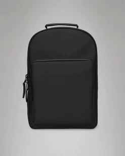 Book Daypack large Rains nero in tessuto impermeabile effetto gommato