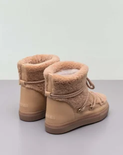 Boot color sabbia Curly Sneaker in pelle liscia con rivestimento in motone tono su tono