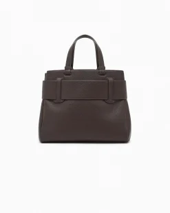 Borsa a mano Armani Exchange marrone in similpelle con logo in rilievo