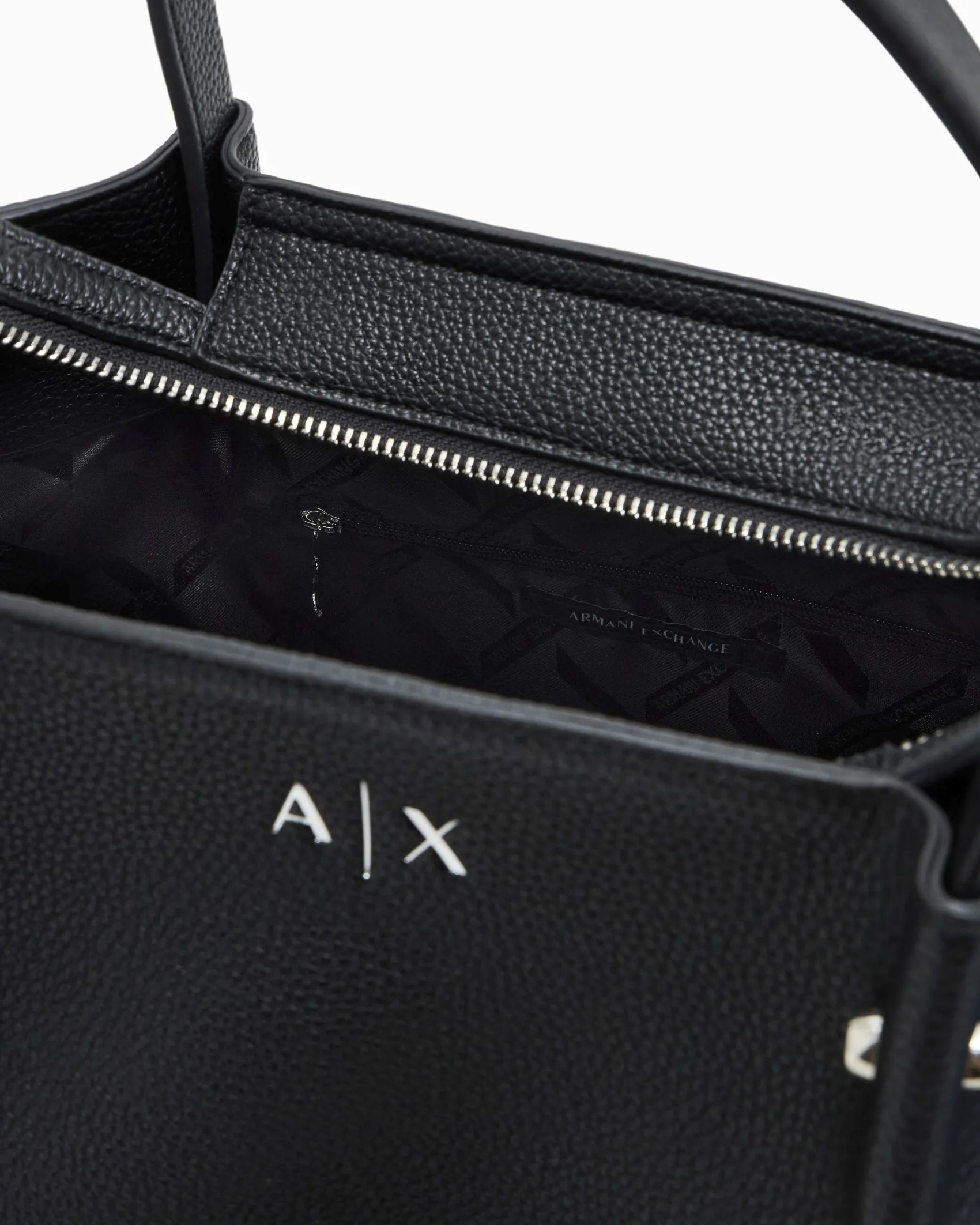 Borsa a mano Armani Exchange nera in similpelle con pochette abbinata con catena staccabile