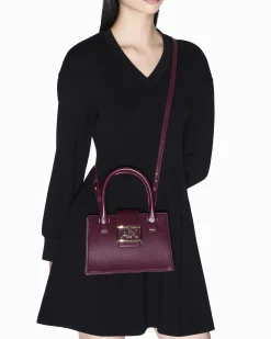 Borsa a mano Armani Exchange bordeaux in similpelle con logo in rilievo