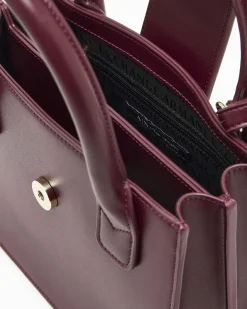 Borsa a mano Armani Exchange bordeaux in similpelle con logo in rilievo
