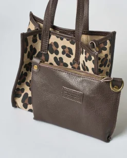 Borsa a mano Hlo! in pelle a fantasia leopardata con pochette interna marrone