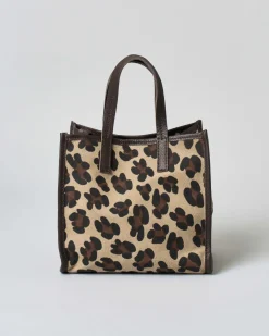 Borsa a mano Hlo! in pelle a fantasia leopardata con pochette interna marrone
