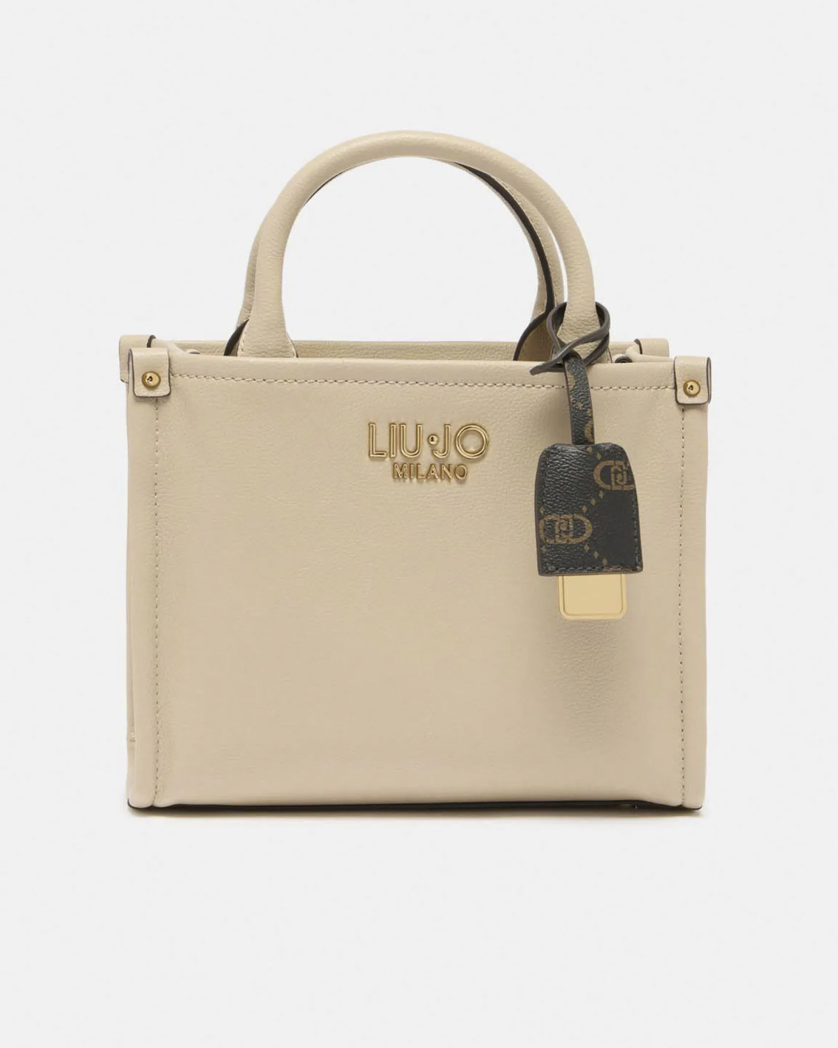 Borsa a mano Liu Jo Accessories beige effetto rilievo con charm logo