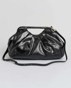 Borsa a mano My Best Bag modello Janine in pelle nera semi lucida con tracolla rimovibile