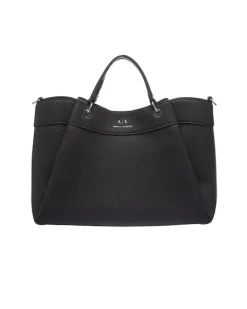 Borsa a mano sagomata in similpelle martellata con pinces e logo sul davanti tracolla spessa in gros grain rimovibile