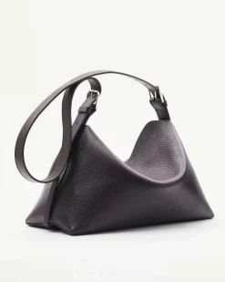 Borsa a sacca bordeaux linea Never Complete Patrizia Pepe in pelle martellata con tracolla regolabile