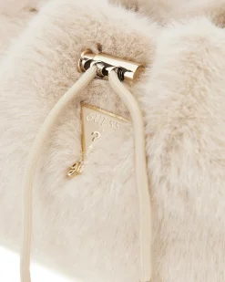 Borsa a sacchetto Guess in ecopelliccia beige