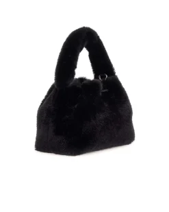 Borsa a sacchetto Guess in ecopelliccia nera