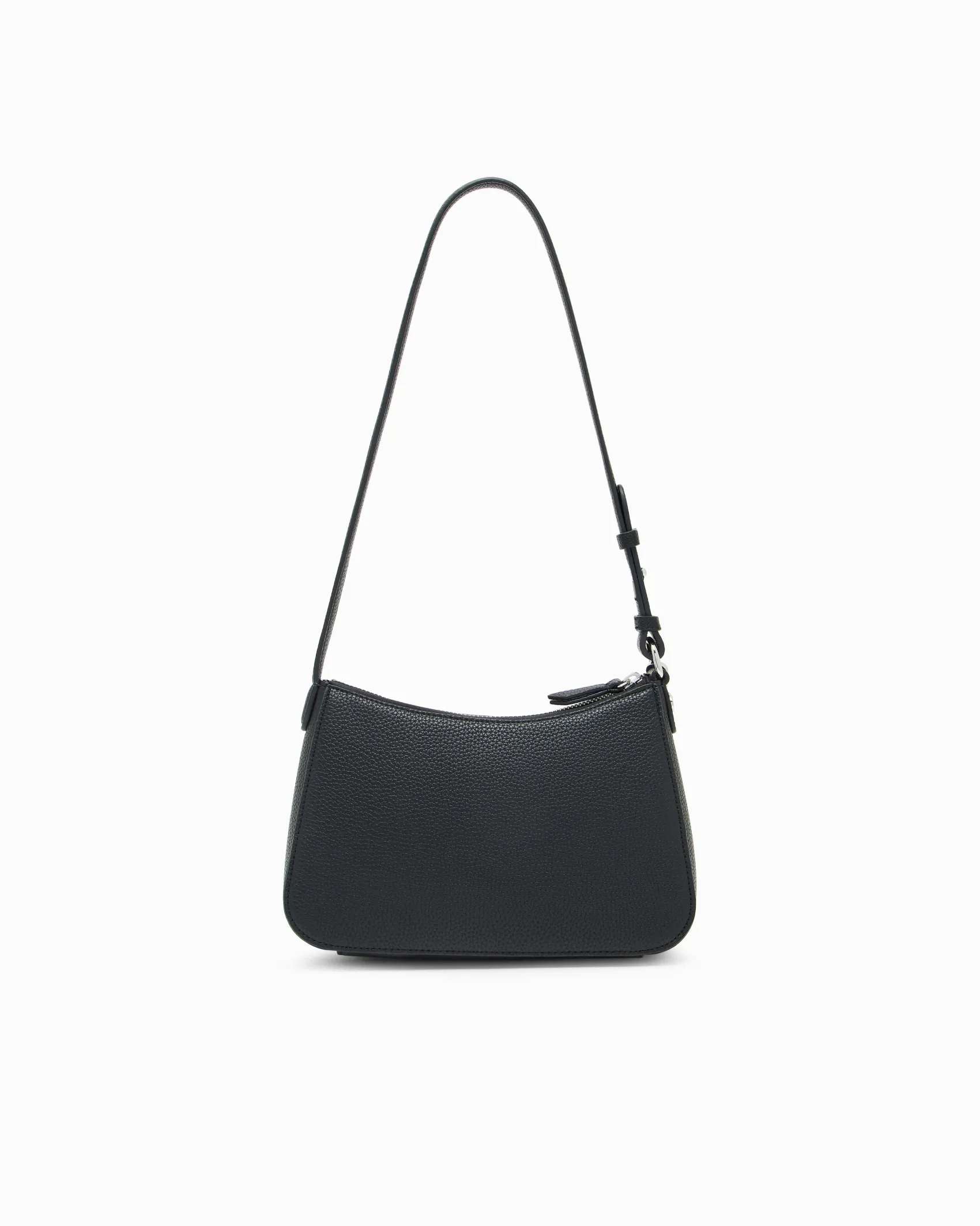 Borsa a spalla Armani Exchange nera misura piccola in similpelle con portacarte frontale con catena e scritta logo