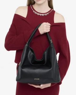 Borsa a spalla Liu Jo Accessories nera in similpelle martellata
