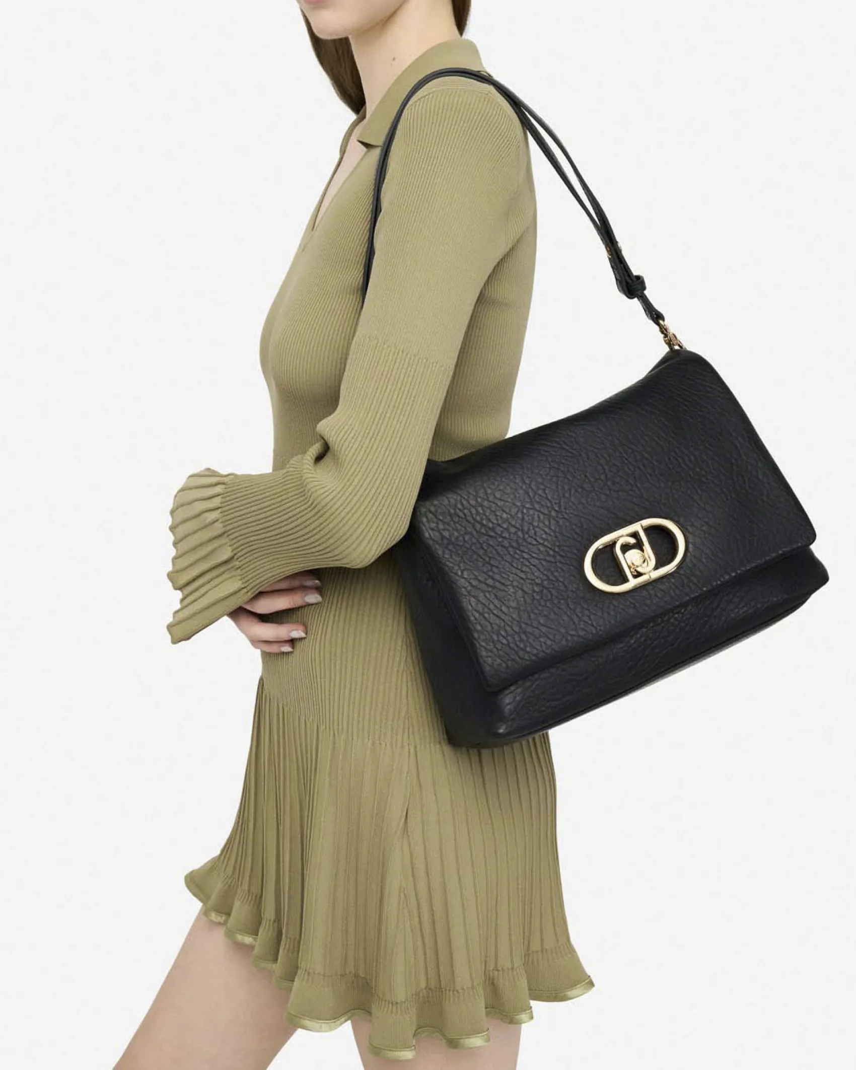 Borsa a spalla Liu Jo Accessories nera con catena in rilievo