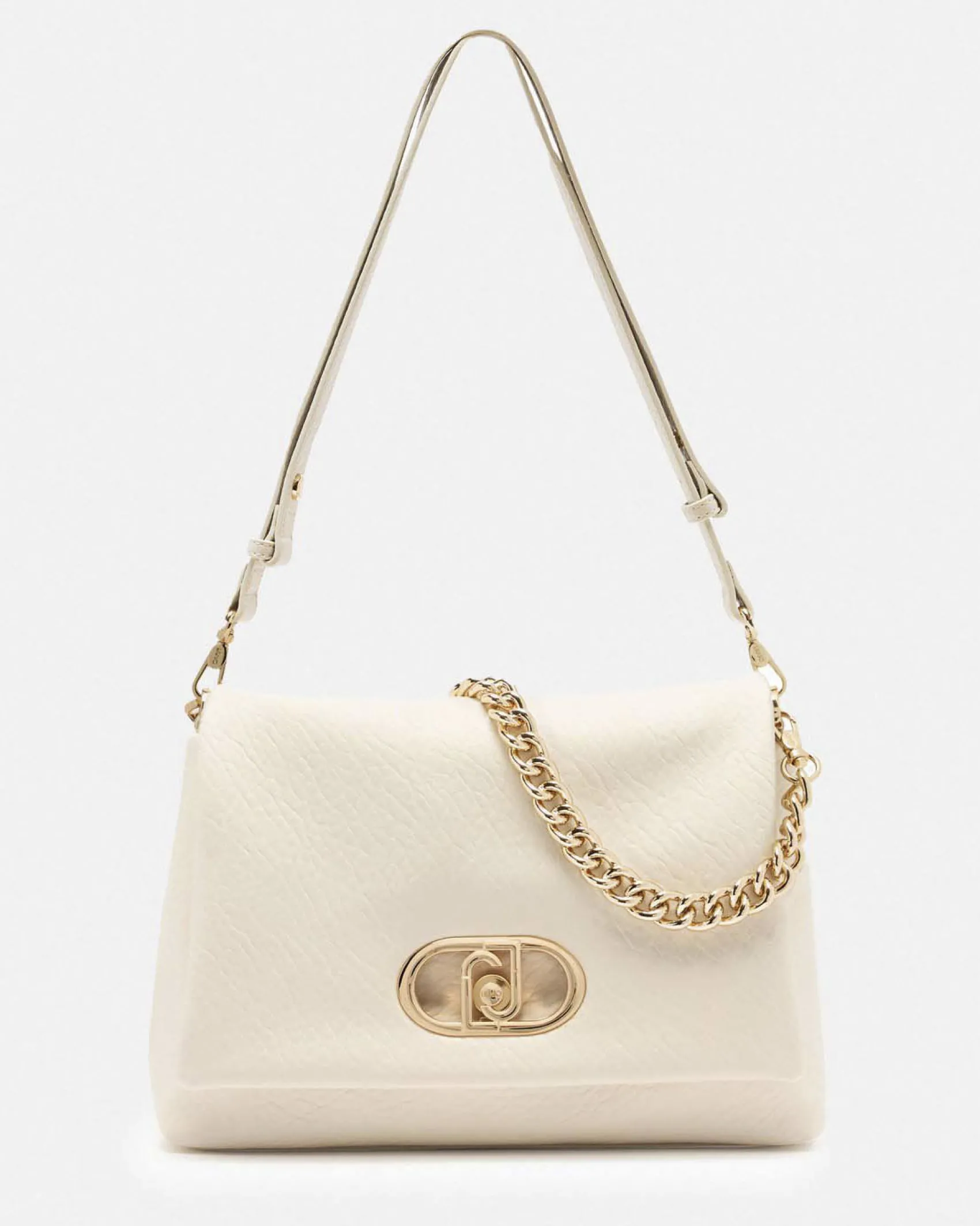 Borsa a spalla Liu Jo Accessories panna in similpelle martellata