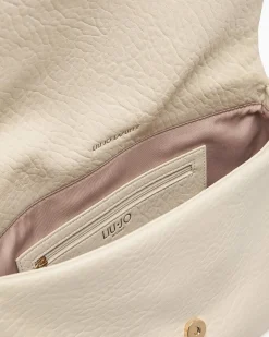 Borsa a spalla Liu Jo Accessories panna in similpelle martellata
