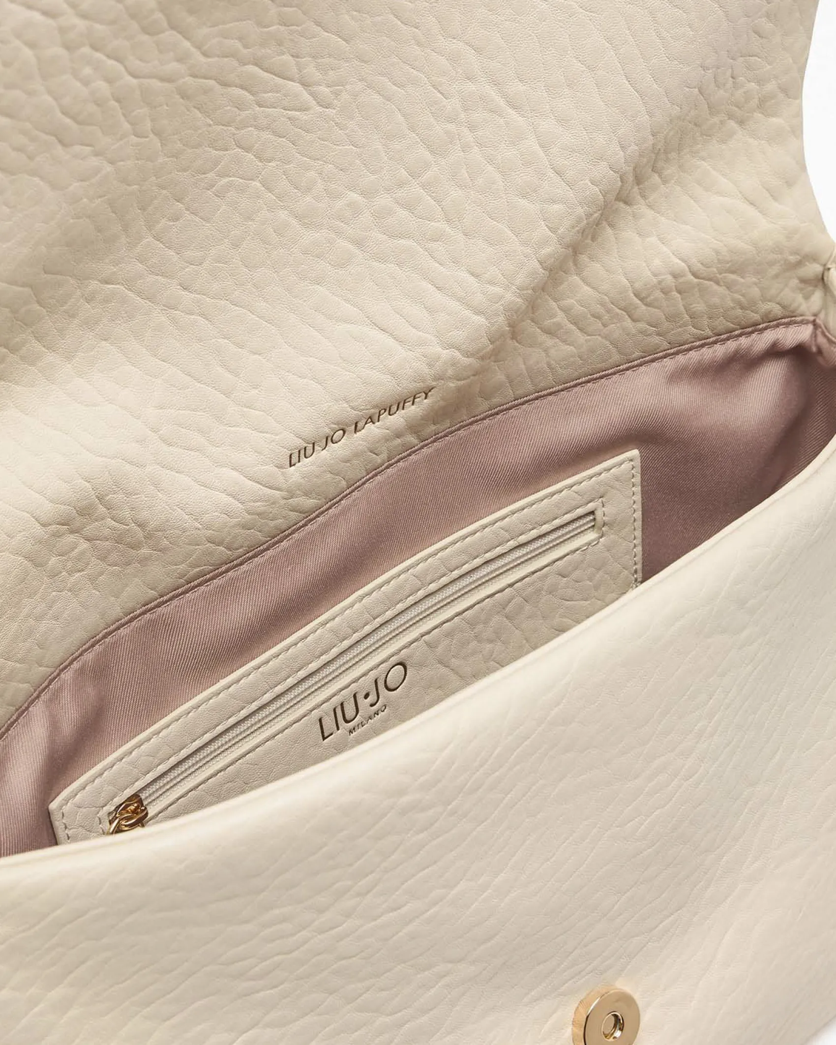 Borsa a spalla Liu Jo Accessories panna in similpelle martellata