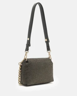 Borsa a tracolla Liu Jo Accessories nera in microfibra con strass