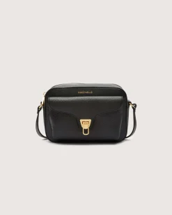 Borsa a tracolla nera Coccinelle Beat Soft Small in pelle con tasca esterna e chiusura a girello