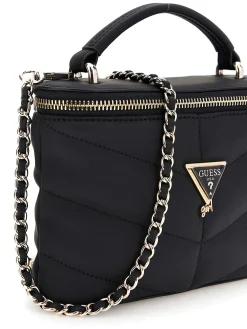 Borsa bauletto Guess nera trapuntata con tracolla a catena
