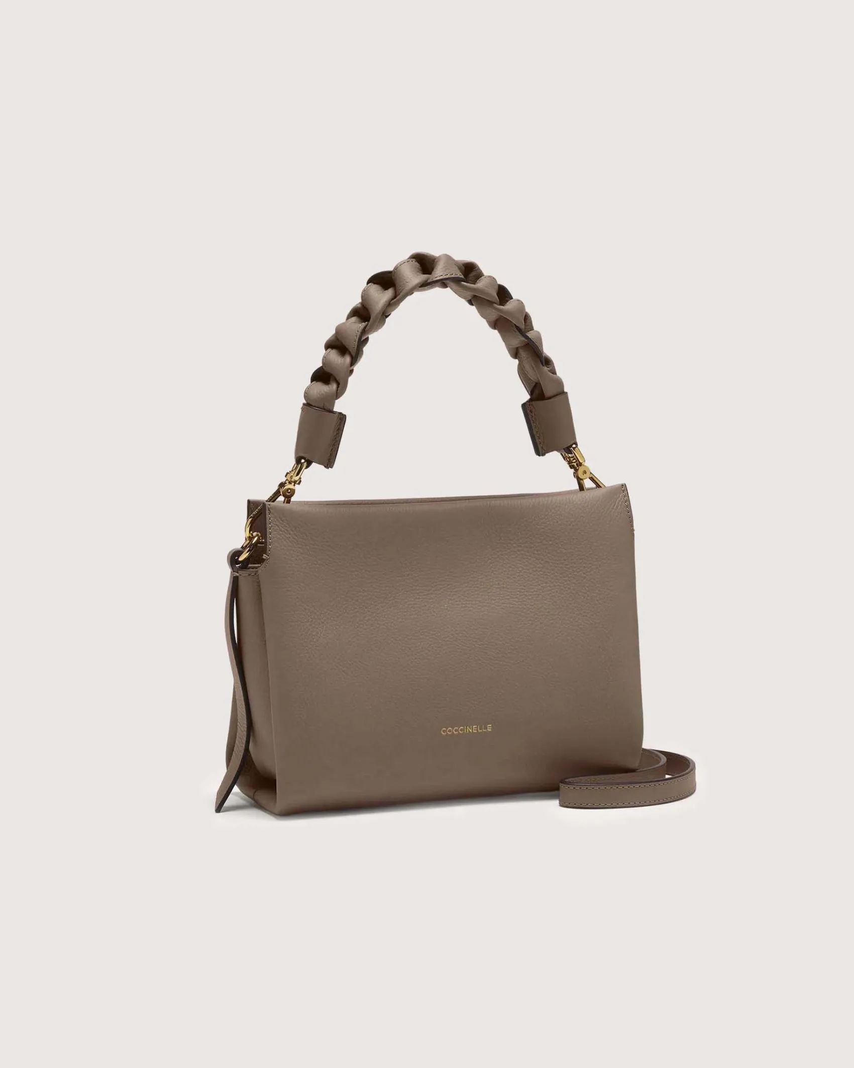 Borsa Coccinelle Boheme Small in pelle color cognac con manico intrecciato