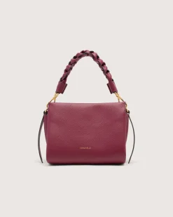 Borsa Coccinelle Boheme Small in pelle bordeaux con manico intrecciato