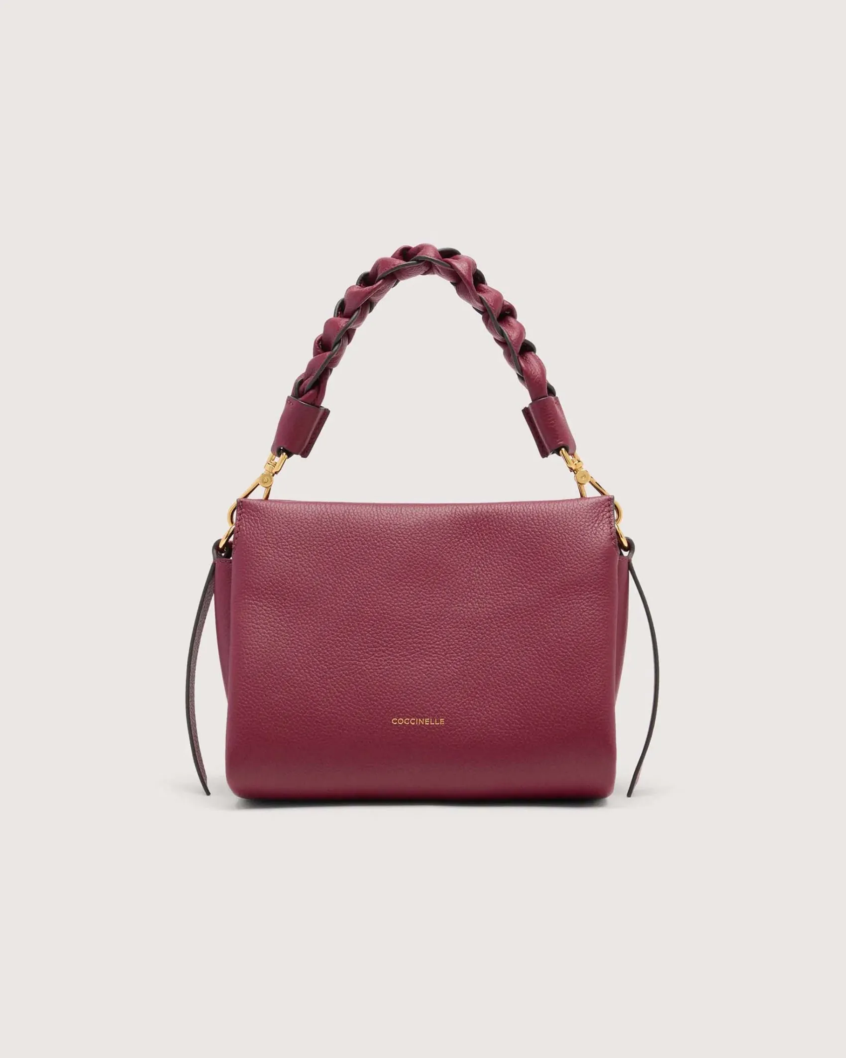 Borsa Coccinelle Boheme Small in pelle bordeaux con manico intrecciato