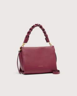 Borsa Coccinelle Boheme Small in pelle bordeaux con manico intrecciato