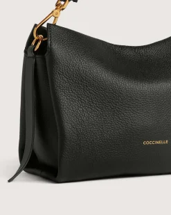 Borsa Coccinelle Boheme Small in pelle nera con manico intrecciato