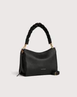 Borsa Coccinelle Boheme Small in pelle nera con manico intrecciato