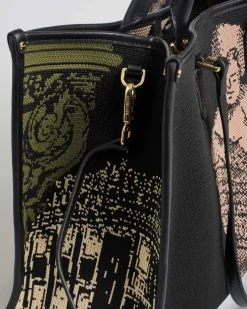 Borsa grande nera My Best bag a motivo jacquard a contrasto Versailles