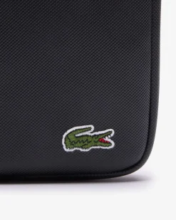 Borsa Lacoste a tracolla media nera in micro piqué