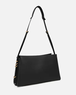 Borsa nera Triplette Pinko in pelle liscia a forma trapezio con triplo scomparto