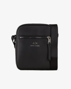 Borsa reporter Armani Exchange nera in similpelle martellata