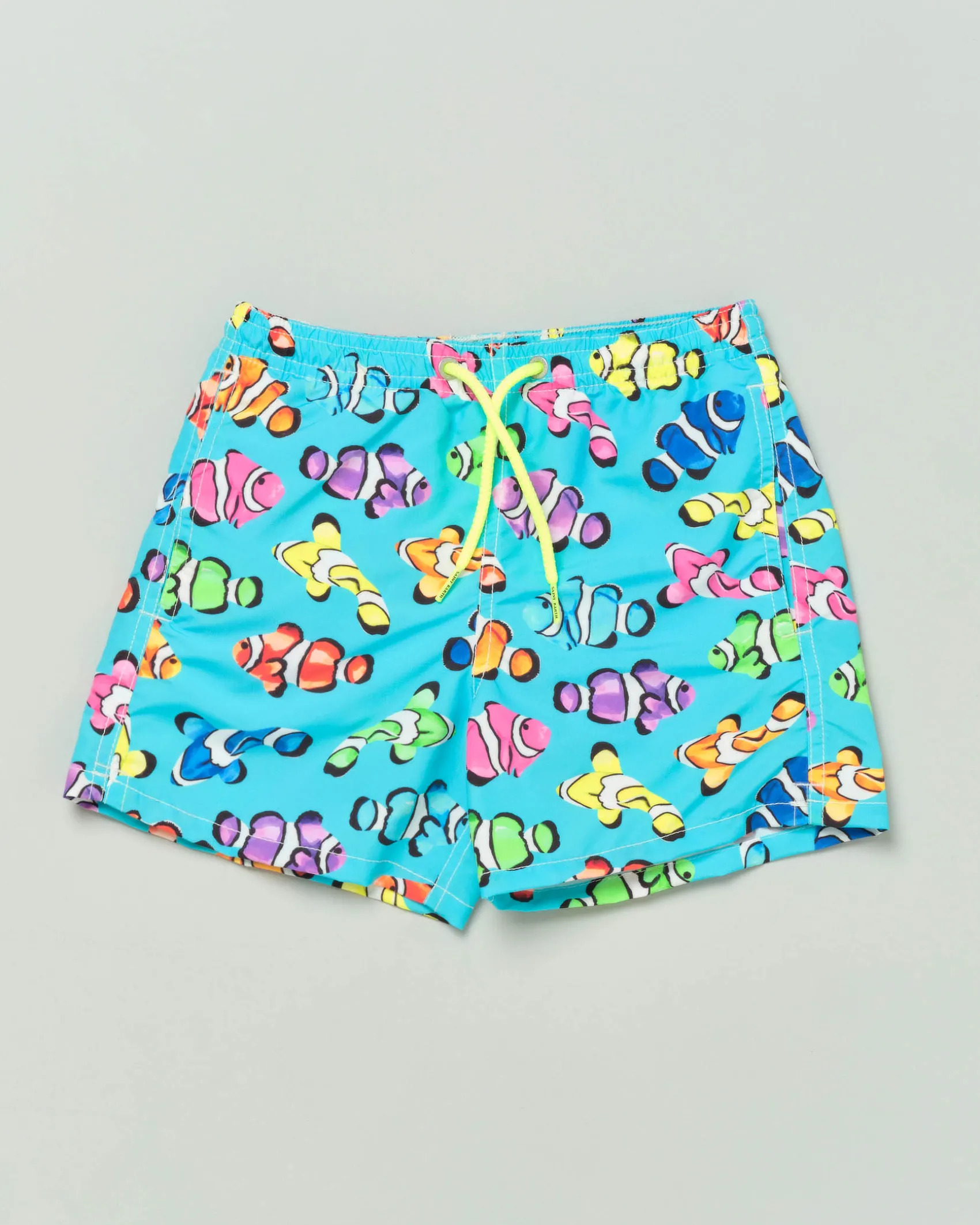 Boxer mare azzurro con stampa pesci multicolor