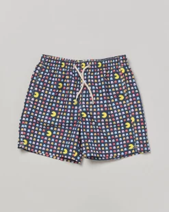 Boxer mare blu Jean Lighting con stampa Pac-Man© multicolor