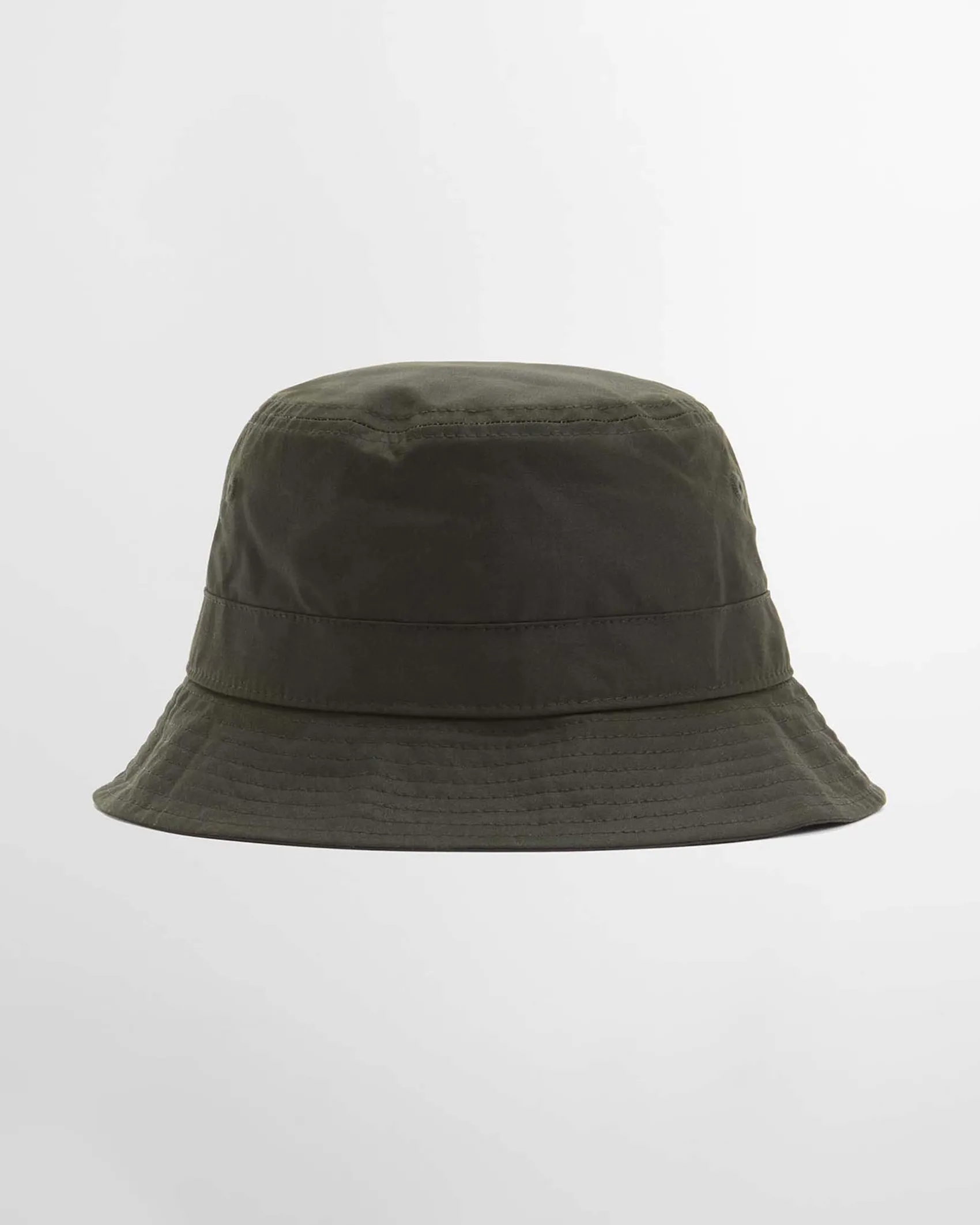Bucket hat Besleay Barbour verde oliva in cotone cerato con fodera interna a fantasia tartan