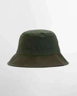Bucket hat Brackley Barbour verde oliva in cotone cerato color block con cordini