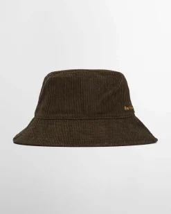 Bucket hat Ebberstone Barbour verde scuro in velluto a coste