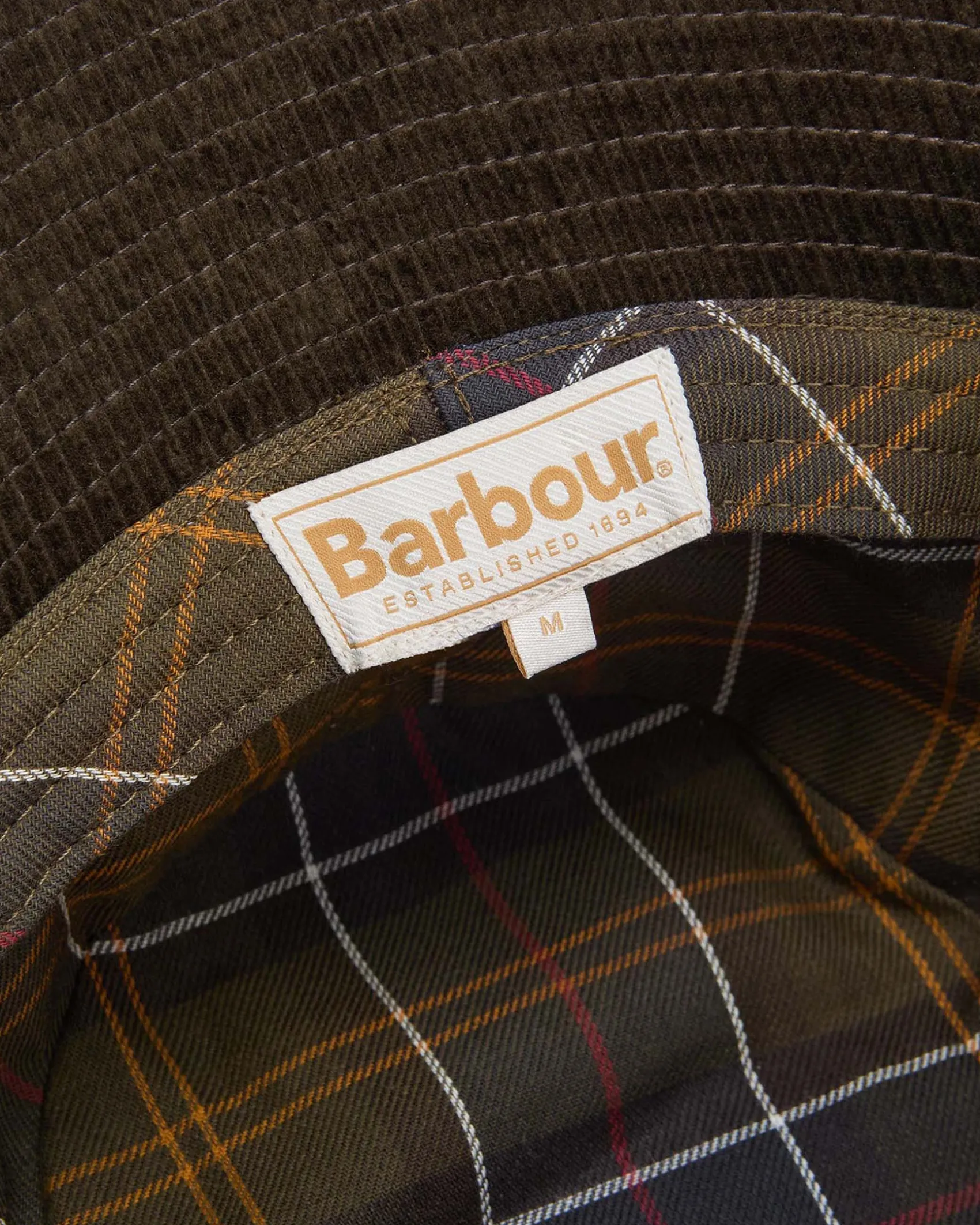 Bucket hat Ebberstone Barbour verde scuro in velluto a coste