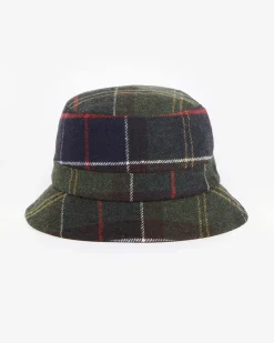Bucket hat Heidi Barbour verde a fantasia tartan in misto lana