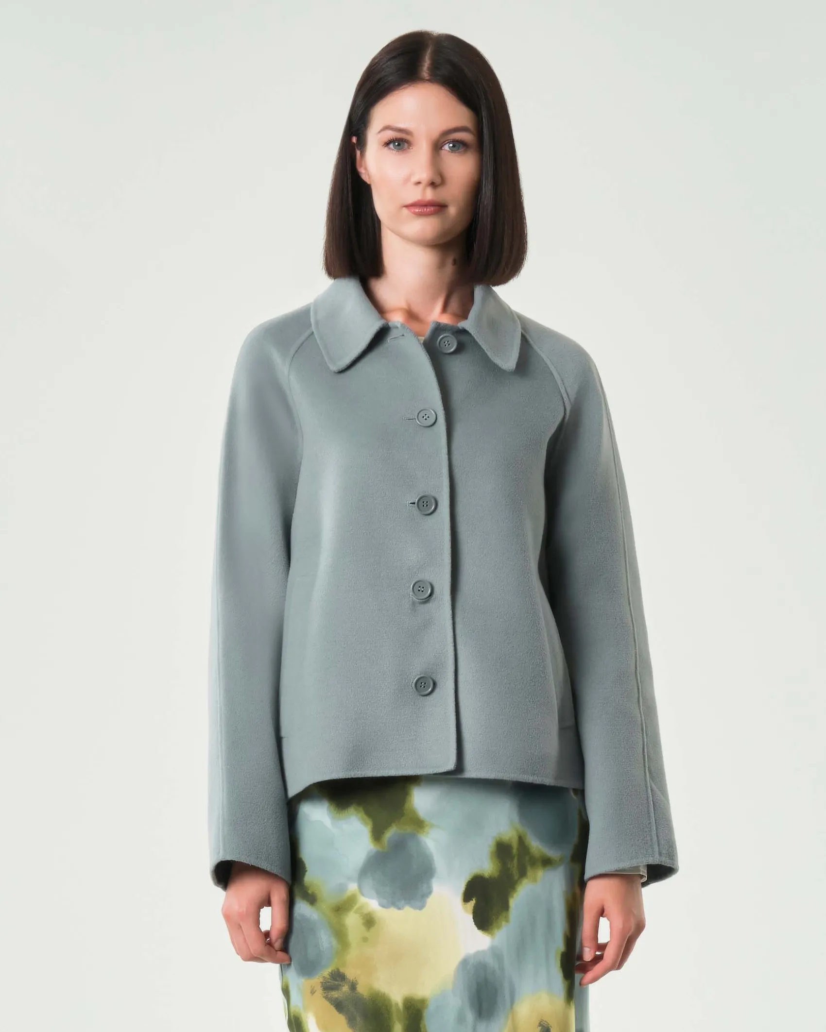 Caban azzurro Emme Marella in panno double con colletto a camicia