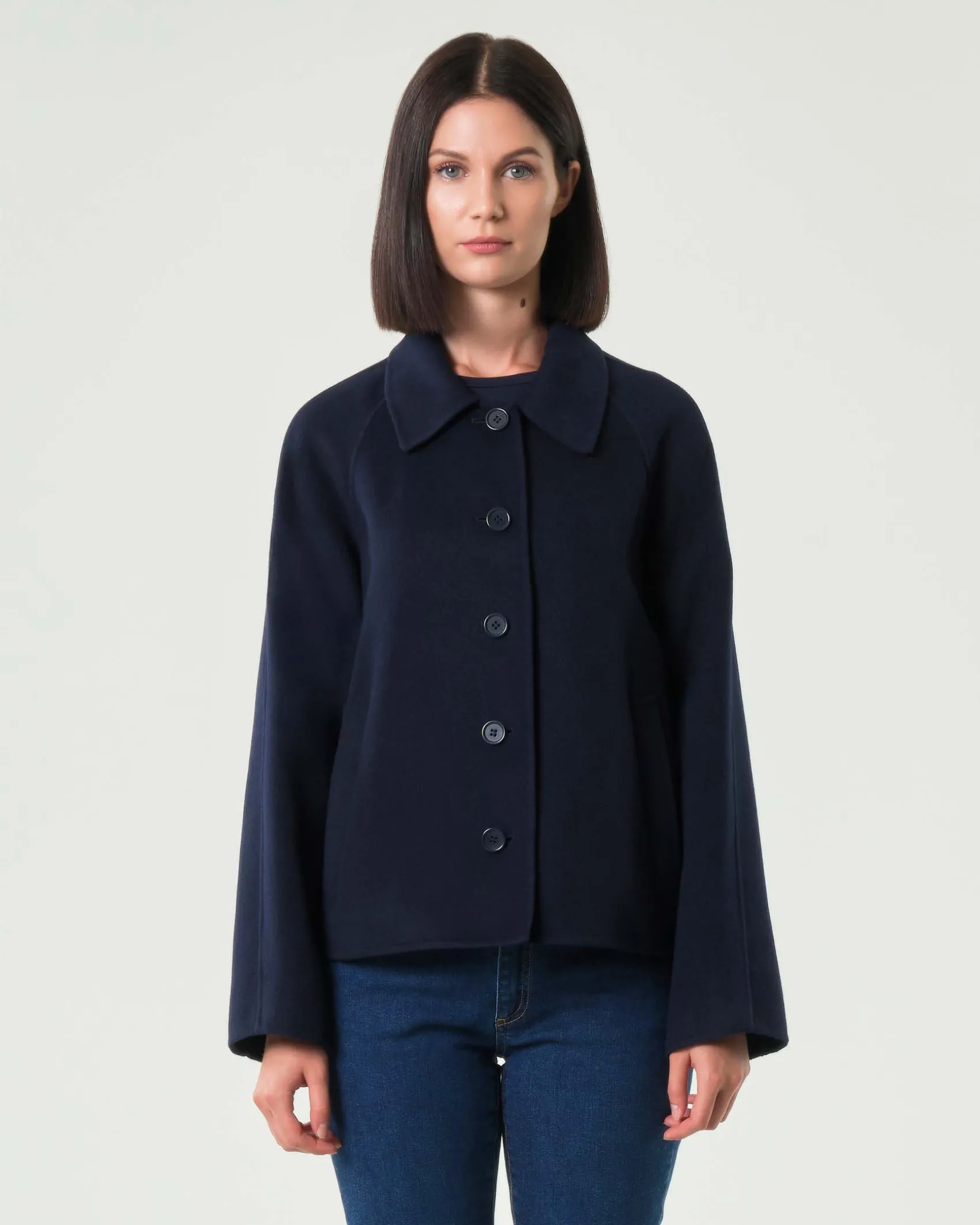Caban blu Emme Marella in panno double con colletto a camicia