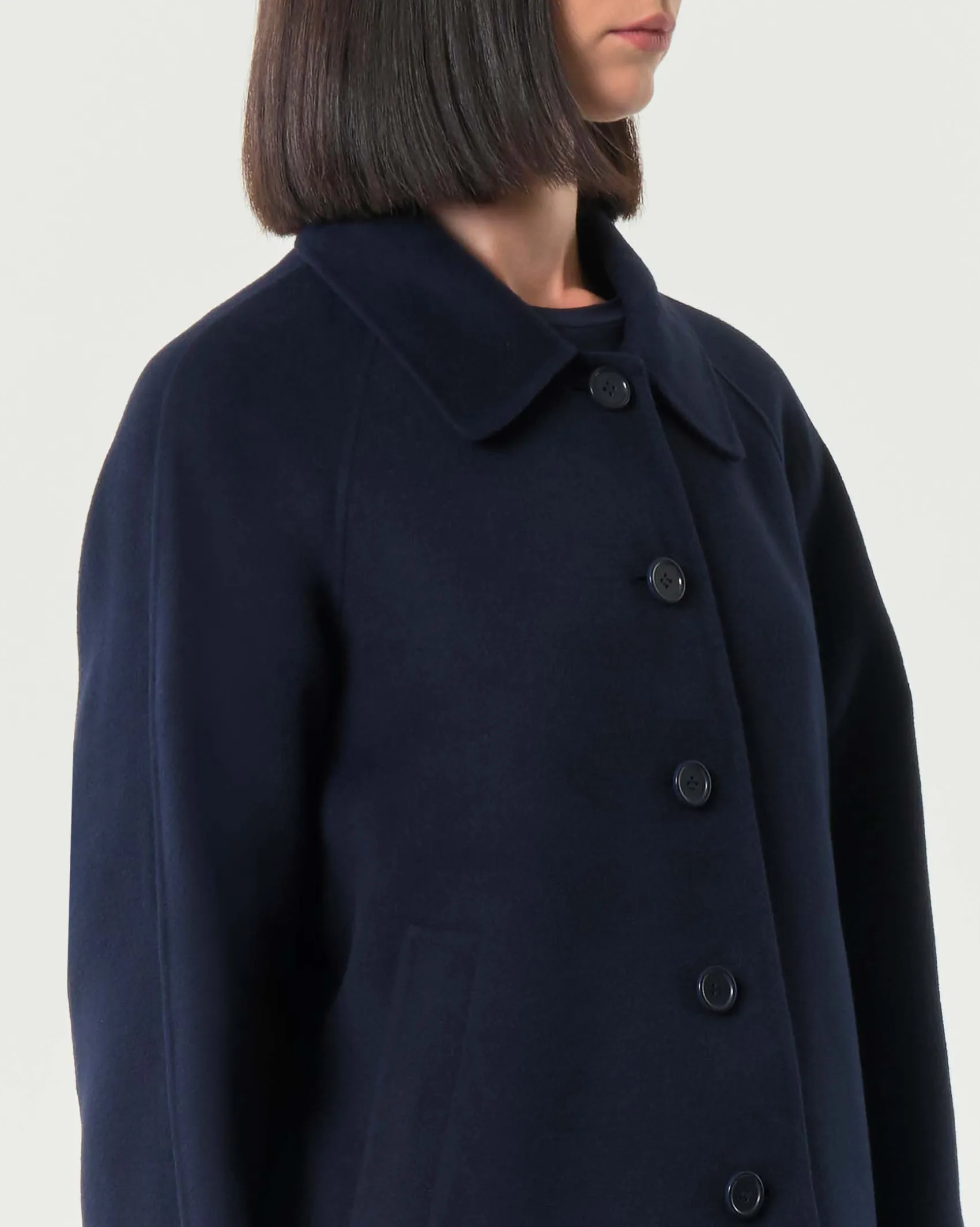 Caban blu Emme Marella in panno double con colletto a camicia