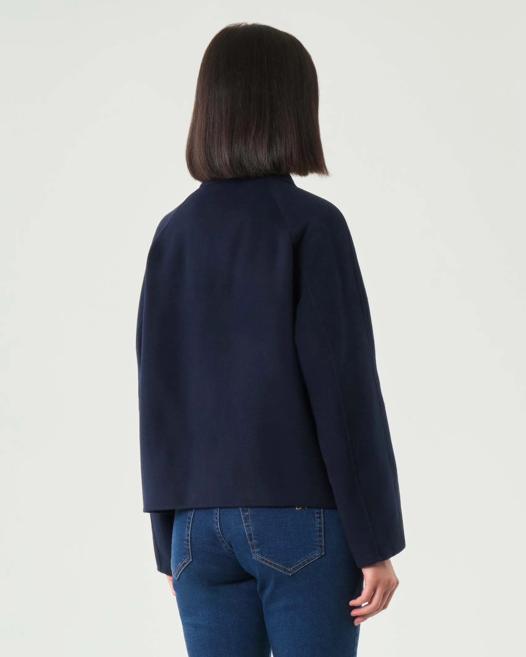 Caban blu Emme Marella in panno double con colletto a camicia