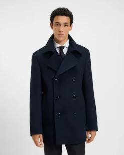 Caban Boss Hyde blu in panno di lana e cashmere