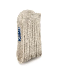 Calzettoni corti in misto cotone beige melange a coste
