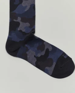 Calzino lungo blu in fantasia camouflage