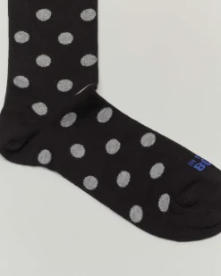 Calzino lungo nero in fantasia pois grigi